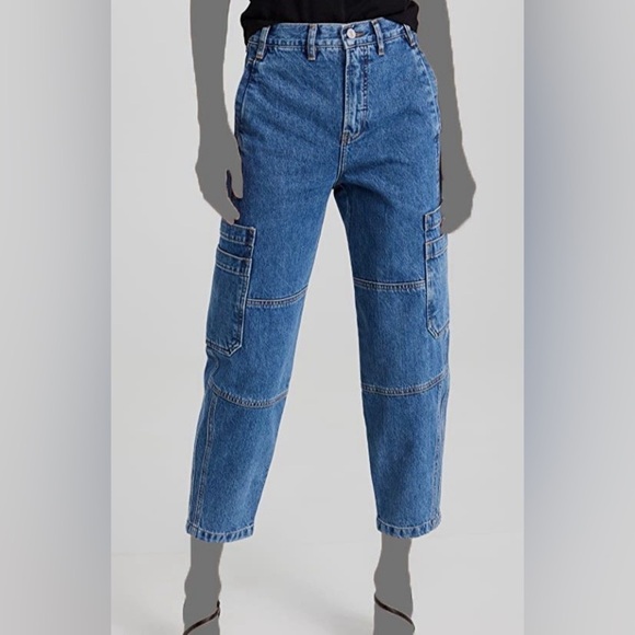 Frame Denim Blue Ultra High Waist Utility Barrel Jean (J1) - Picture 1 of 8